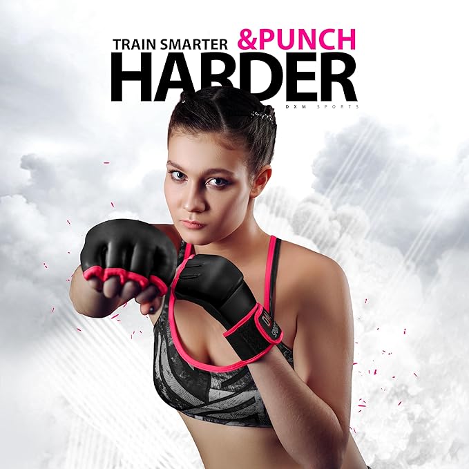 DXM SPORTS MMA Gloves for Men & Women, Martial Arts Bag Gloves, Kickboxing Gloves with Open Palms, Boxing Gloves for Punching Bag, Sparring, Muay Thai, MMA