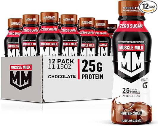 Muscle Milk Genuine Protein Shake, Chocolate, 25g Protein, 11.16 Fl Oz (Pack of 12), Packaging May Vary