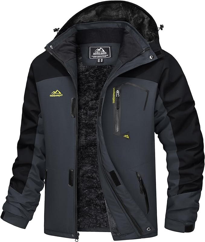 MAGCOMSEN Men's Winter Coats Water Resistant Ski Snow Jacket Warm Fleece Jacket Parka Raincoats With Multi-Pockets