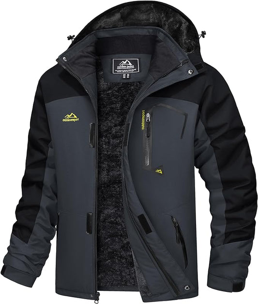 MAGCOMSEN Men's Winter Coats Water Resistant Ski Snow Jacket Warm Fleece Jacket Parka Raincoats With Multi-Pockets