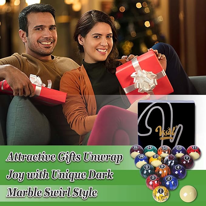 Billiard Balls Set Pool Table Balls Marble-Swirl Style 16 Ball Set