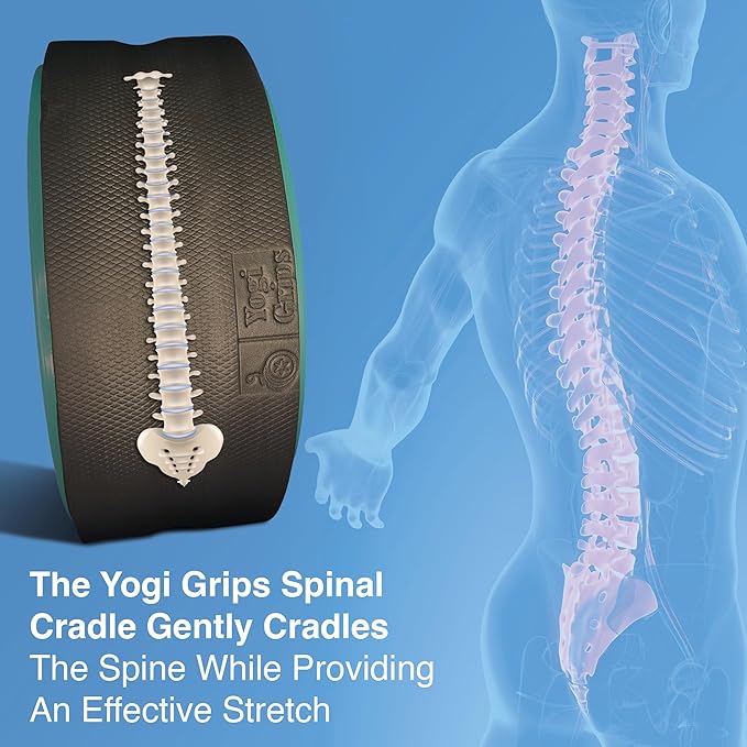 Back Roller Wheel- Foam Padded Back Stretcher Wheel with Center Spine Cradle-Back Pain & Stretching- Deep Tissue Massage Roller (Set of Four)