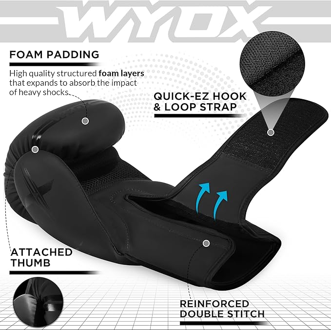 Wyox Boxing Gloves for Men & Women – Professional Training, Sparring & Heavy Bag Gloves for Boxing, Kickboxing, Muay Thai, MMA – Premium Leather, Multi-Layer Shock Absorption, Ventilated Palm