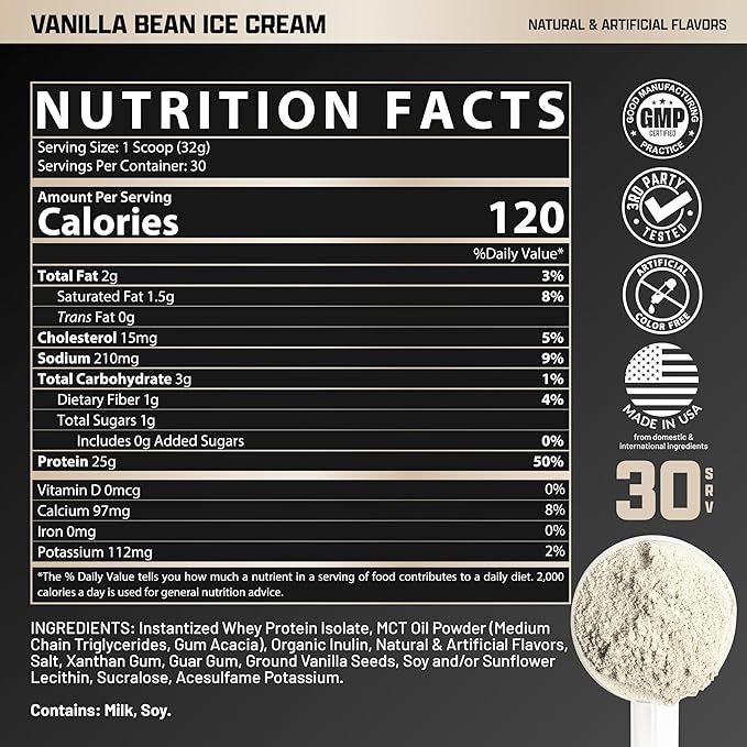 Nutrex Research IsoFit Whey Protein Powder Instantized 100% Whey Protein Isolate (30 Servings (Pack of 1), Vanilla Bean Ice Cream)