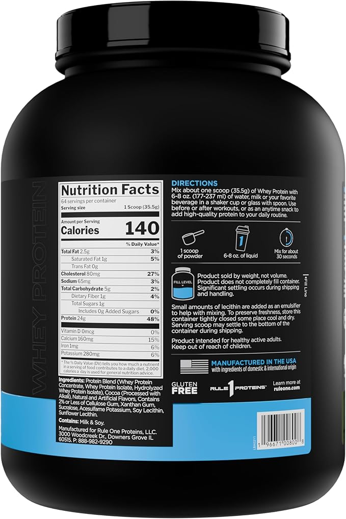 Rule 1 Whey Protein – 24g Fast-Acting Protein from All-Whey Sources with Naturally Occurring EAAs & BCAAs for Workout Recovery or Anytime Use (5 Pounds*, Mint Chocolate Chip)