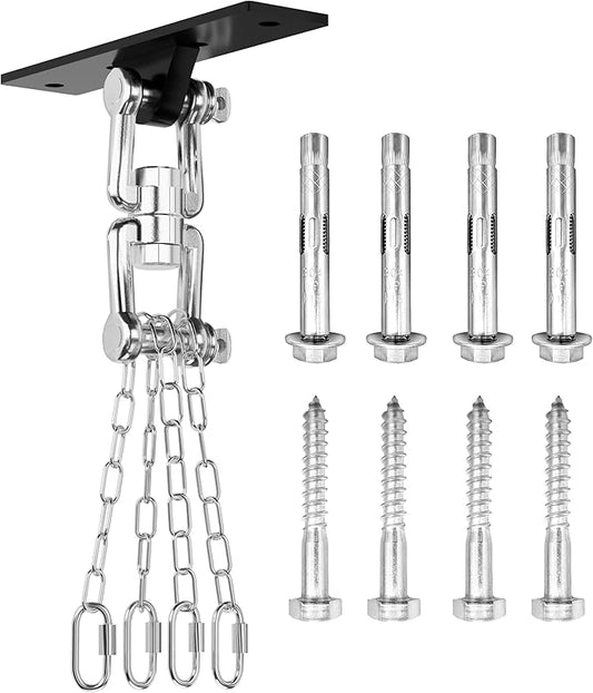 Heavy Bag Hanger,Punching Bag Mount Hanger Bracket,Ceiling Mount Hook 360°Rotation Wood Beam Holder Body Weight Strength Training Systems,Suitable for Swings and sandbags(900 LB Capacity)