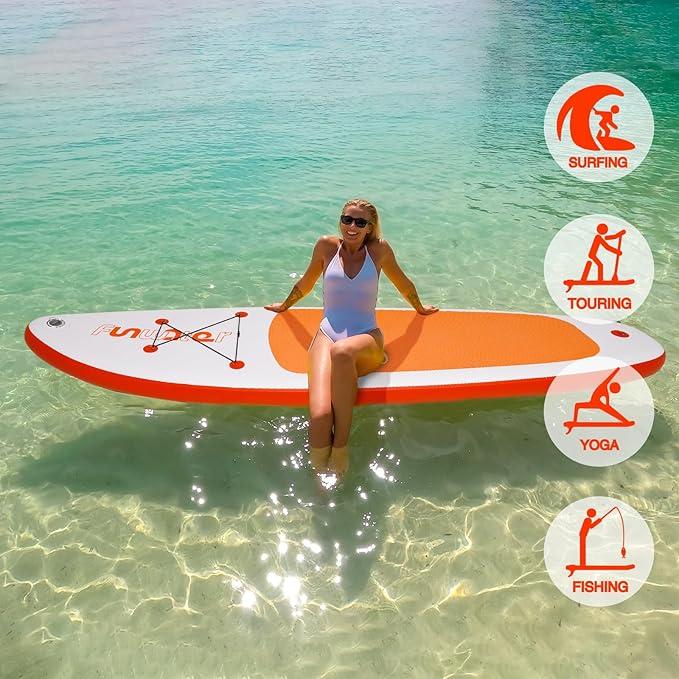 FunWater Inflatable Ultra-Light Stand Up Paddle Board for All Skill Levels with Premium SUP Paddleboard Accessories,Non-Slip Comfort Deck for Youth & Adults