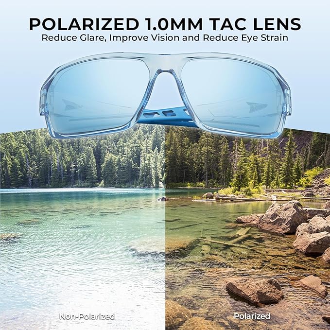 KastKing Chippewa Polarized Fishing Sunglasses, UV400 Protection Full Wrap Frame Sports Cycling Sunglasses, 1.0mm TAC Lenses