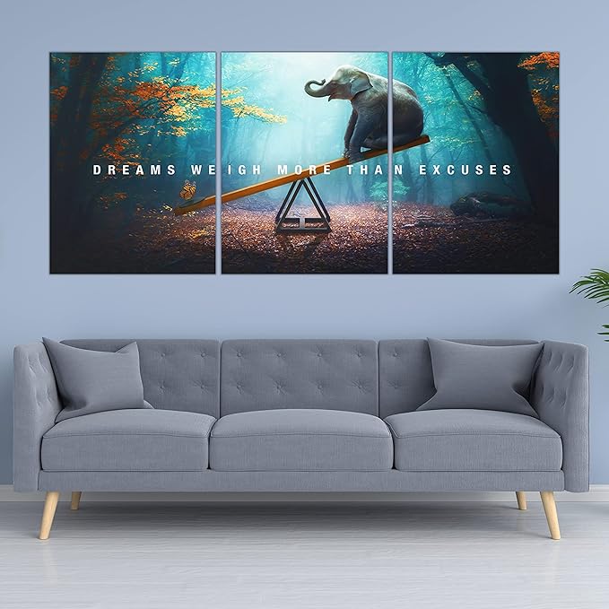 Yetaryy Motivational Poster Inspirational Wall Art 3 Pieces Canvas Painting Lion Artwork for Living Room Office Modern Home Decor Prints Pictures Wall Decor Framed Ready to Hang [60''Wx 28''H]