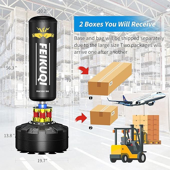 Punching Bag for Adults, Boxing Bag with Stand 70''-205lbs Freestanding Punching Bag for Adults - Kickboxing Bag for Home Gym Office