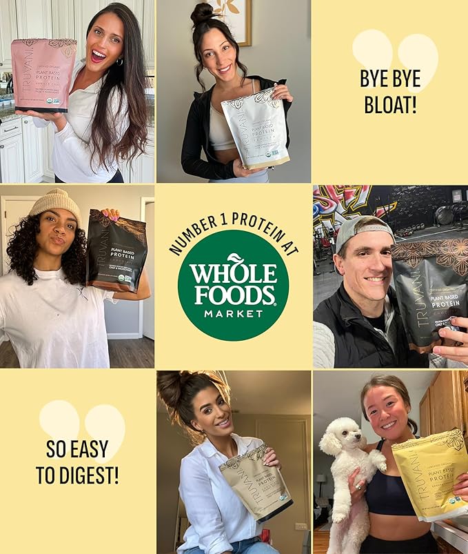 Truvani Vegan Pea Protein Powder | Banana Cinnamon | 20g Organic Plant Based Protein | 1 Serving | Keto | Gluten & Dairy Free | Low Carb | No Added Sugar