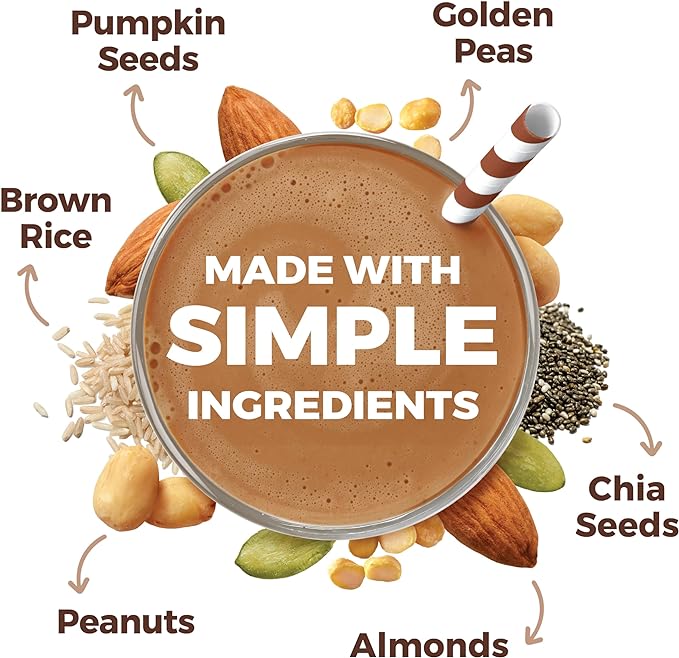 Orgain Organic Simple Vegan Protein Powder, Chocolate - 20g Plant Based Protein, Made with less Ingredients, No Artificial Sweeteners, Gluten Free, No Dairy or Lactose, 1.25 lb (Packaging May Vary)