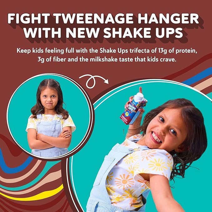 Ripple Kids Chocolate Plant Based Shake Ups | 13g of Quality Sourced Pea Protein, Calcium Rich | Shelf Stable | Vegan & Non GMO | Dairy, Soy, Nut, Gluten & Lactose Free | 8 Fl Oz Cartons (Pack of 12)