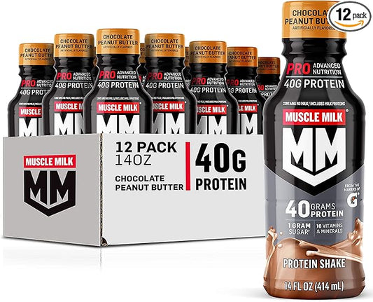 Muscle Milk Pro Series Protein Shake, Chocolate Peanut Butter, 40g Protein, 14 Fl Oz (Pack of 12)
