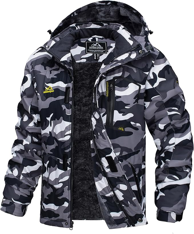 MAGCOMSEN Men's Winter Coats Water Resistant Ski Snow Jacket Warm Fleece Jacket Parka Raincoats With Multi-Pockets