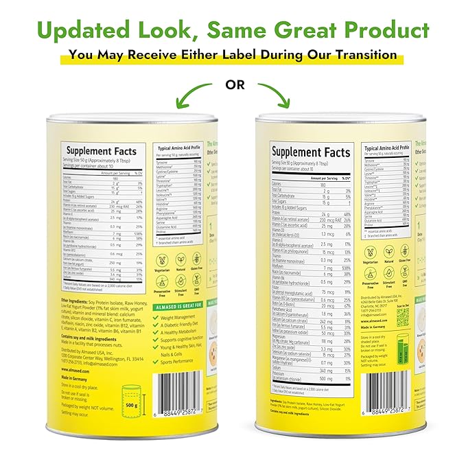 Almased Protein Powder for Weight Loss Kit for Men & Women, Natural Meal Replacement Shake for Weight Loss, Supplement, 24 Grams of Protein Per Serving (Original Flavor, 2 Cans @ 17.6 oz ea + Shaker Bottle + Scoop)