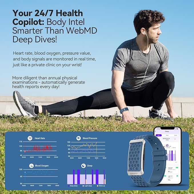 Smart Bracelet with Blood Oxygen/Blood Pressure Monitor, 60-Day Battery Health Fitness Tracker with 2 Bands,Lifetime Membership,Activity Tracking Heart Rate Sleep Monitor for Android iOS