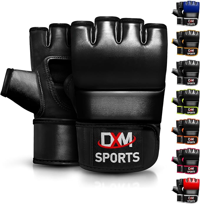 DXM SPORTS MMA Gloves for Men & Women, Martial Arts Bag Gloves, Kickboxing Gloves with Open Palms, Boxing Gloves for Punching Bag, Sparring, Muay Thai, MMA