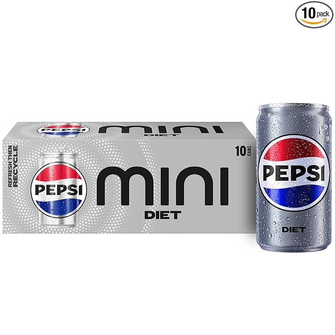 Diet Pepsi Soda, 7.5 Ounce Mini Cans, 10 Pack