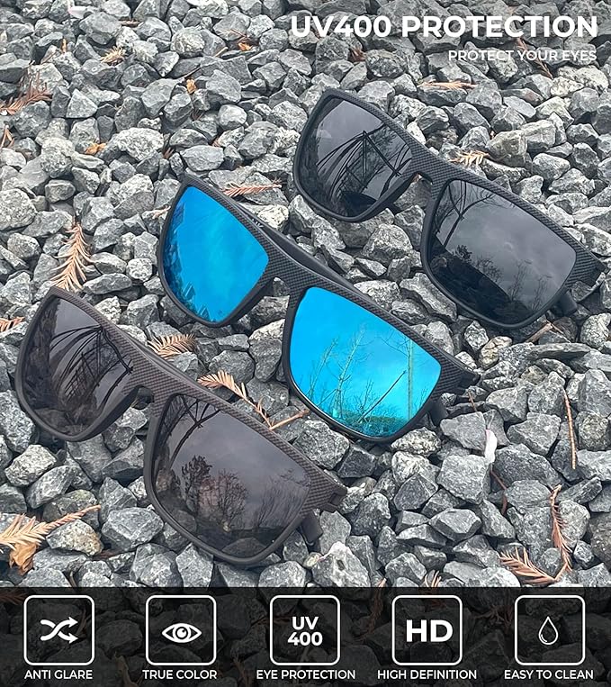 KALIYADI Polarized Sunglasses for Men, Lightweight Sun Glasses with UV Protection for Driving Fishing Golf