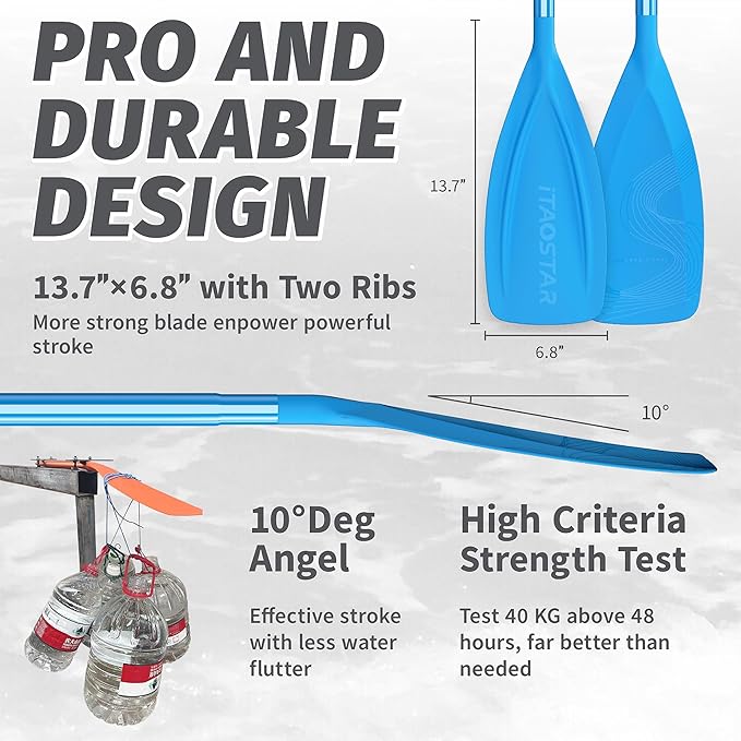 Paddle Board Paddle Detachable, Stand Up Paddle for Adults with Double Locks, Kayak Paddle Adjustable with Glass Fiber Blade, Floating Paddle Board Oar with Lightweight