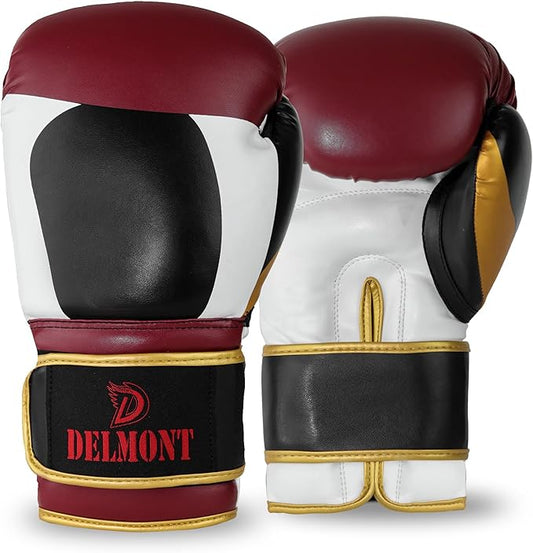 Delmont Boxing Gloves for Men and Women - Heavy Bag, Kickboxing, Sparring & Training Gloves with Multi-Layer Padding, Wrist Support & Breathable Lining - Pro Gloves for Adult Fighters & Beginners