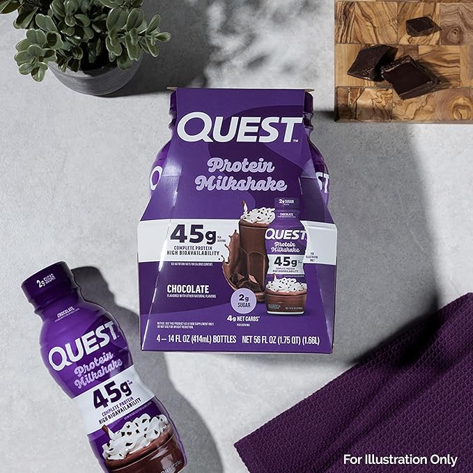 Quest Nutrition Protein Shake, Vanilla, Strawberry, & Chocolate, 45g Protein, 2g Sugar, Ready to Drink, Gluten Free, 12 Count (4 each Flavor)