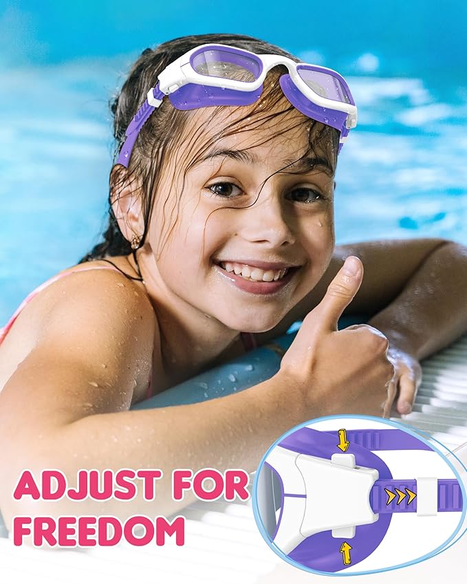 Kids Swim Goggles,Swimming Goggles for Kids 6-14, Anti-Fog UV Protection Pool Glasses for Boys Girls