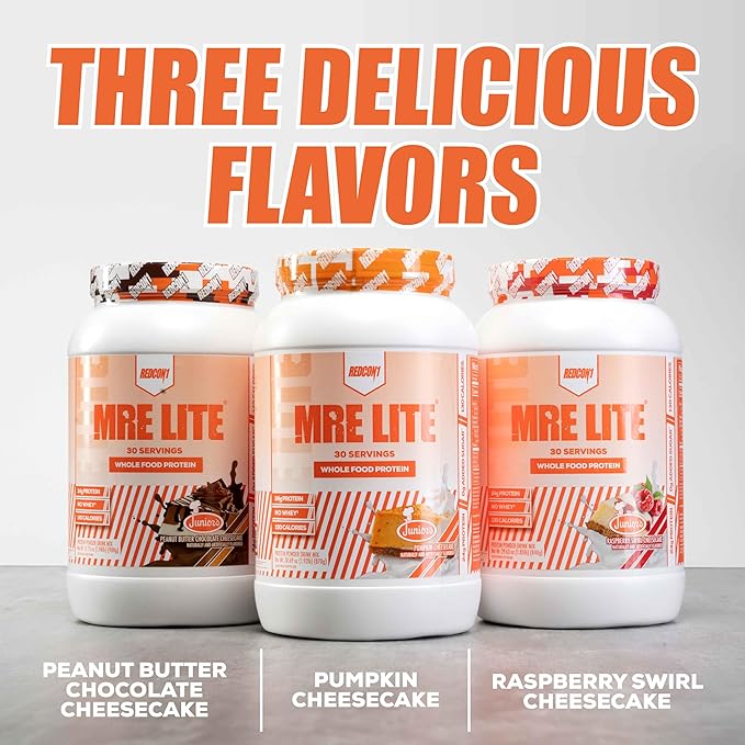 REDCON1 MRE Lite Whole Food Protein Powder, Juniors, Raspberry Swirl Cheesecake - Low Carb, Whey Free Meal Replacement with Animal Protein Blends - Easy to Digest Supplement with MCT Oil (30 Servings)