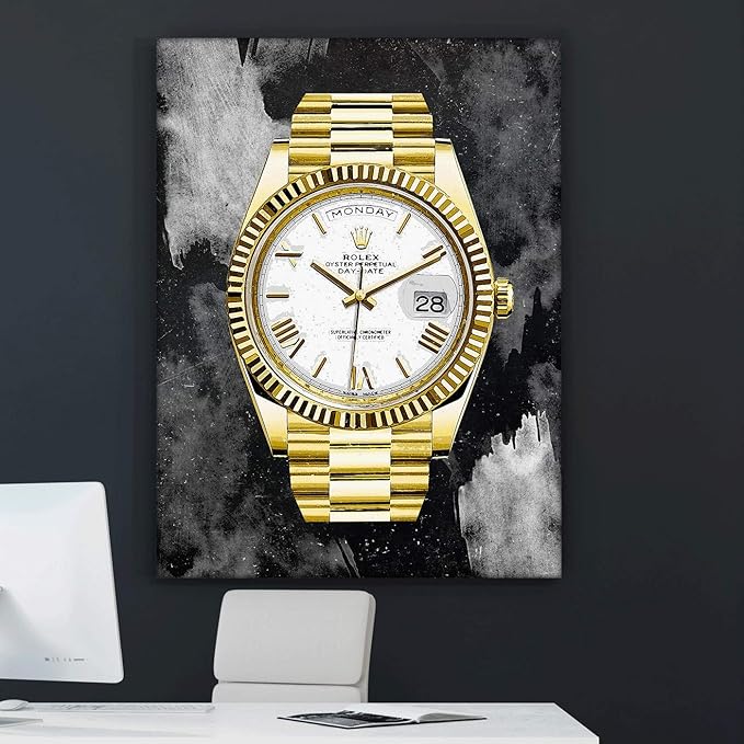 SuccessHunters Luxury Gold Watch Canvas Print Office Wall Decoration Home Decor Modern Art Prints Inspiration Motivation Inspire Entrepreneur Quote Inspirational Motivational House Decal (18" x 12")