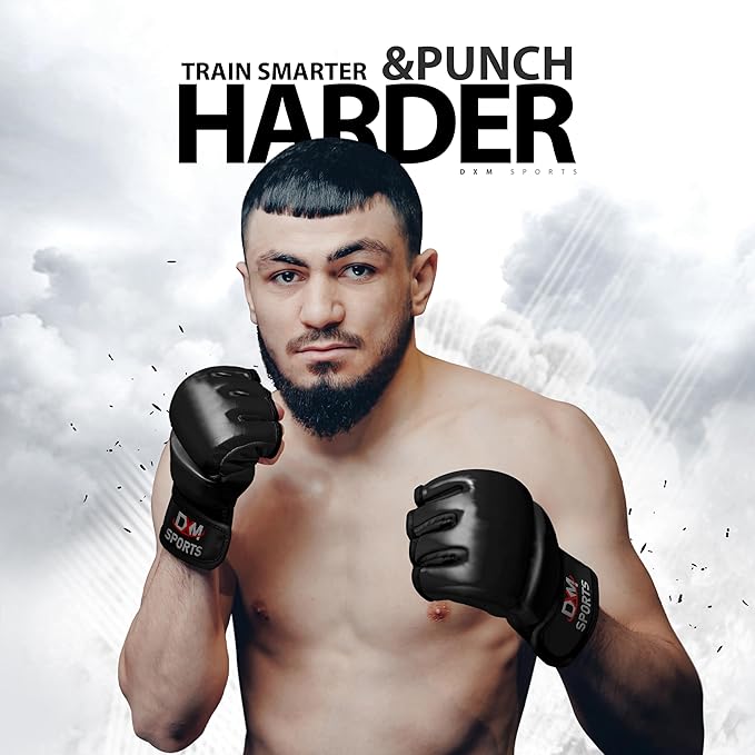 DXM SPORTS MMA Gloves for Men & Women, Martial Arts Bag Gloves, Kickboxing Gloves with Open Palms, Boxing Gloves for Punching Bag, Sparring, Muay Thai, MMA