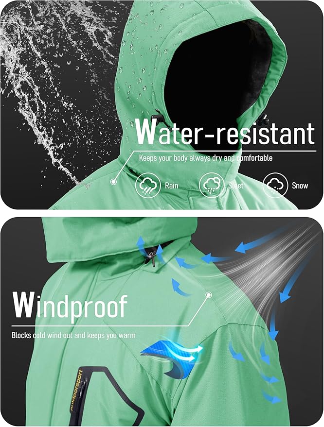 MAGCOMSEN Men's Winter Coats Water Resistant Ski Snow Jacket Warm Fleece Jacket Parka Raincoats With Multi-Pockets