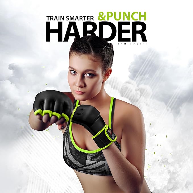 DXM SPORTS MMA Gloves for Men & Women, Martial Arts Bag Gloves, Kickboxing Gloves with Open Palms, Boxing Gloves for Punching Bag, Sparring, Muay Thai, MMA