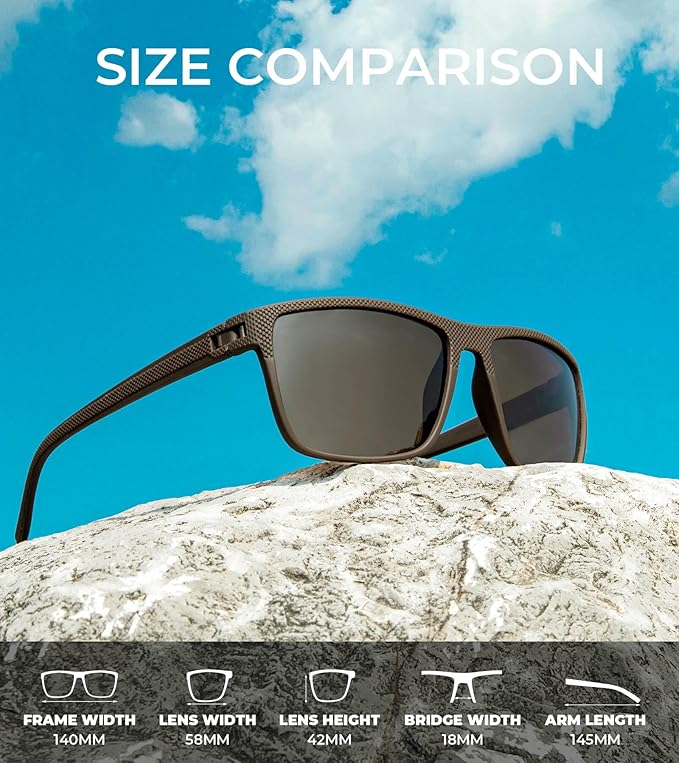 KALIYADI Polarized Sunglasses for Men, Lightweight Sun Glasses with UV Protection for Driving Fishing Golf