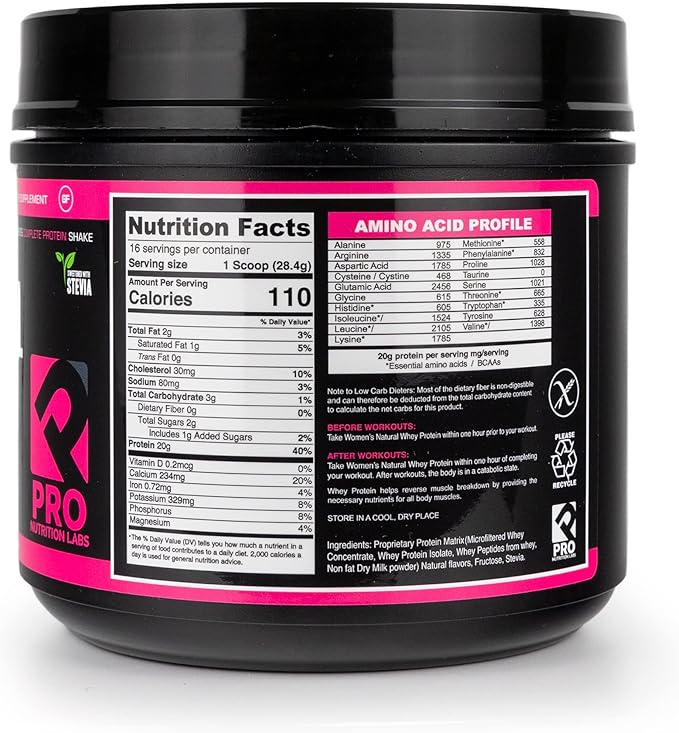 Whey Protein Powder for Women Vanilla Powder - Low Carb Gluten-Free Grass-Fed rBGH-Free - Supports Weight Loss - Natural Stevia Sweetened Protein Shake, 20g (Creamy Vanilla, 1lb)