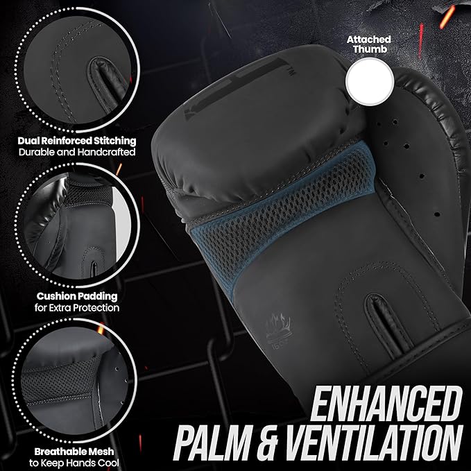 Boxing Gloves Men Women with Hand Wraps for Boxing, Muay thai, kickboxing, Punching Bag Workout traing and Sparing Gear Complete Boxing Kit, Size 8-16 OZ