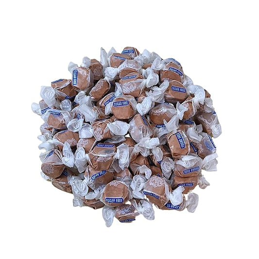 Sugar Free Chocolate Salt Water Taffy - 1lb (16oz) Bulk Bag Individually Wrapped Soft & Chewy Nut Free, Gluten Free, Diabetic & Keto Friendly Gourmet Candy For Taffy Lovers
