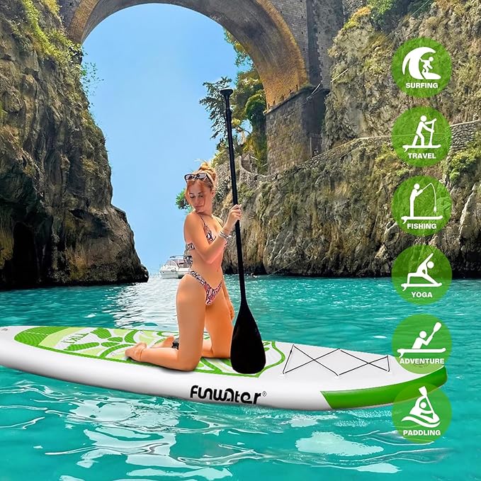 FunWater Inflatable Ultra-Light Stand Up Paddle Board for All Skill Levels with Premium SUP Paddleboard Accessories,Non-Slip Comfort Deck for Youth & Adults