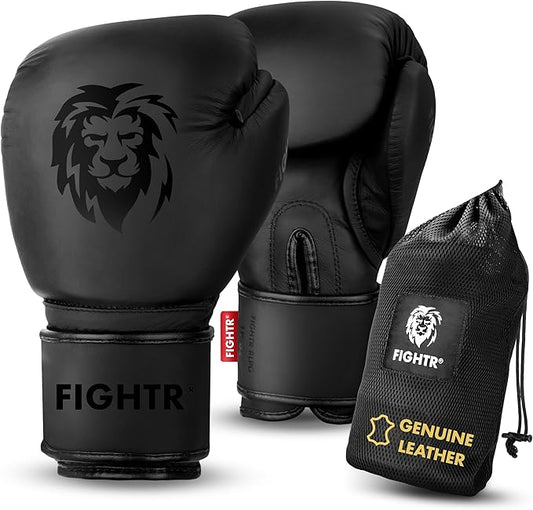 FIGHTR® Pro Boxing Gloves Made of Genuine Leather | Men and Women | for Boxing, MMA, Muay Thai, Kickboxing & Martial Arts 10 12 14 16 oz | incl. Carrying Bag