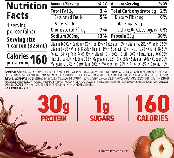 BOOST MAX Protein Shakes Ready to Drink - 30g High Protein Shake - Hazelnut | Nutritional Drinks to Support Muscle Recovery After Exercise, 26 Vitamins & Minerals, 1g Sugar, 11 fl oz (Pack of 18)