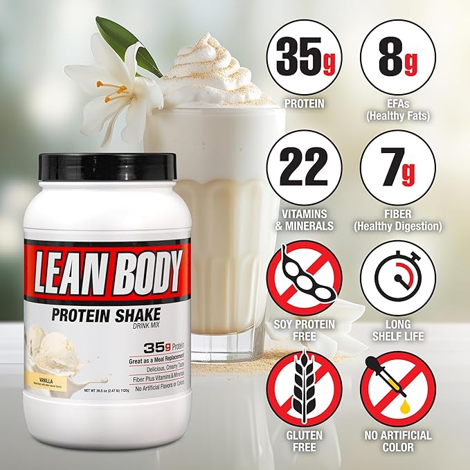 Labrada Nutrition Lean Body Hi-Protein Meal Replacement Shake, Vanilla, 2.47-Pound Tub Packaging May Vary