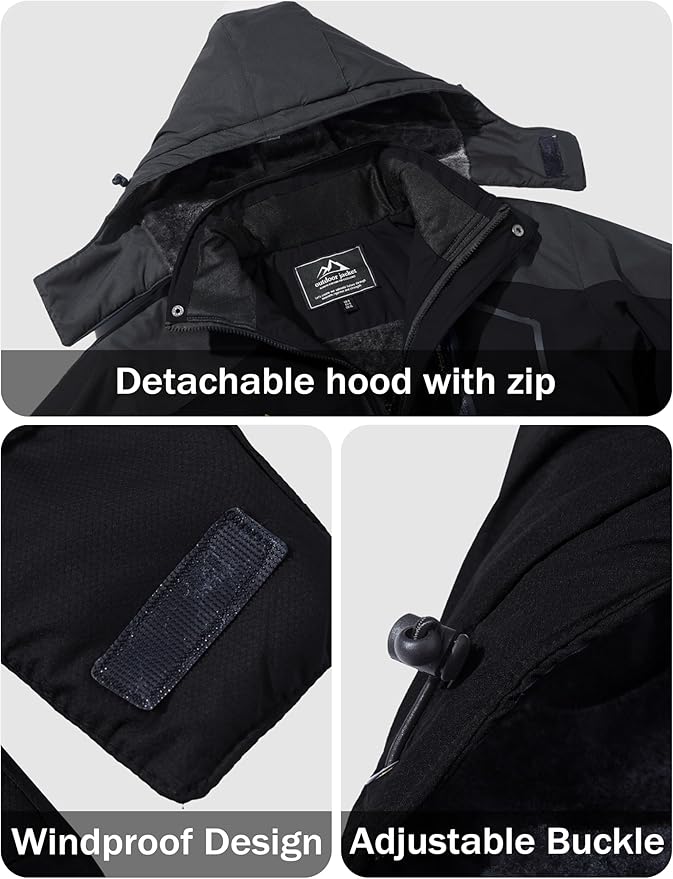 MAGCOMSEN Men's Winter Coats Water Resistant Ski Snow Jacket Warm Fleece Jacket Parka Raincoats With Multi-Pockets