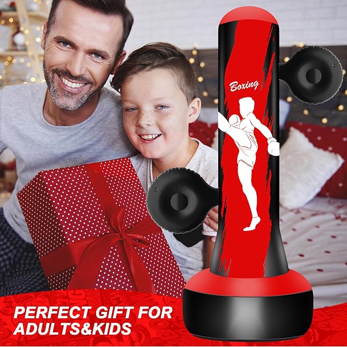 Punching Bag for Kids Teens Boys Girls, 69" Kids Punching Bag with Focus Pads & Gloves, Boxing Bag, Inflatable for Boys Girls Age 3-6-9-12-18 Christmas Birthday Toys