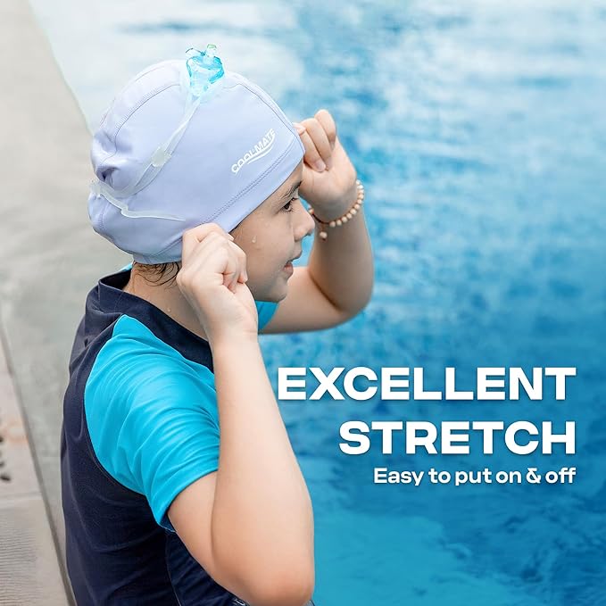 COOLMATE Fabric Swim Cap for Adult Women Men Kid 3 4 6 8 14 16, Silicone Water Resistant Layer, Cloth Swim Cap Gifts for Swimmers, Lightweight for Pool, Lap Swimming (1 pc)