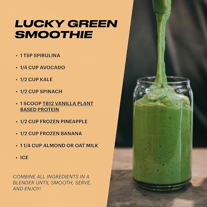 TB12 Plant Based Protein Powder by Tom Brady, 24g of Vegan Pea Protein, Low Sugar, Low Carb, Non-GMO, Meal Replacement, Keto Friendly, Paleo, Sugar Free, Vanilla Flavor (1.12 Ounce, Pack of 12)