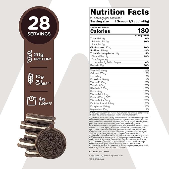 TransformHQ Meal Replacement Shake Powder 28 Servings (Cookies & Cream) - Non-GMO