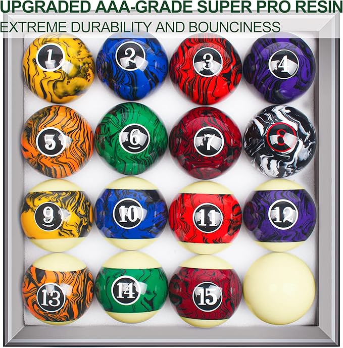 Billiard Balls Set Pool Table Balls Marble-Swirl Style 16 Ball Set