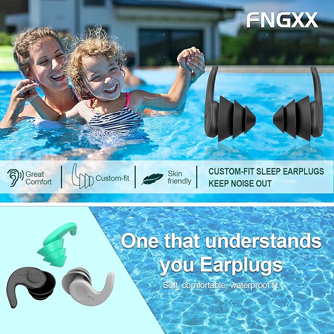 Kids Swimming Ear Plugs,3 Pairs Waterproof Reusable Silicone Child Swim Earplugs for Swimming Surfing Bathing Showering,Small Children Water Ear Plugs Suitable for Boys and Girls (Kids 4-12 Years Old)