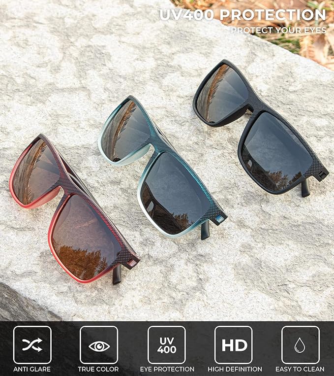 KALIYADI Polarized Sunglasses for Men, Lightweight Sun Glasses with UV Protection for Driving Fishing Golf