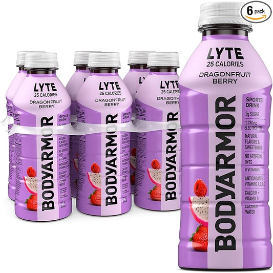 BODYARMOR LYTE Sports Drink Low-Calorie Sports Beverage, Dragonfruit Berry, Natural Flavors With Vitamins, Potassium-Packed Electrolytes, Perfect For Athletes, 20 Fl Oz (Pack of 6)
